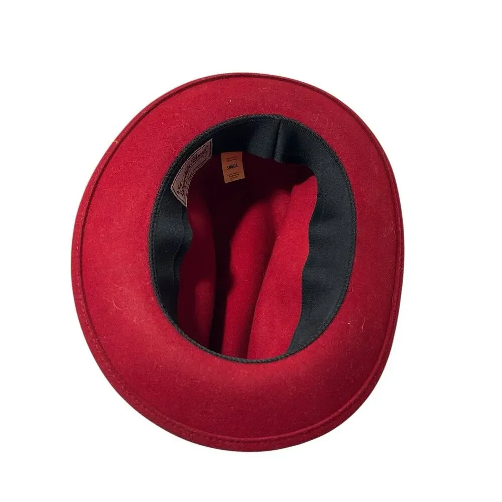 Goorin Bros. 100% Wool Red Classic Fedora Grosgrain Band Size Small